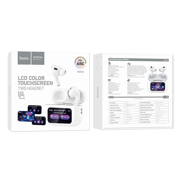 TWS наушники Hoco EW72 с ANC в кейсе с сенсорным экраном