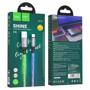 Кабель Hoco U112 3A Type-A на Type-C, градиентная подсветка