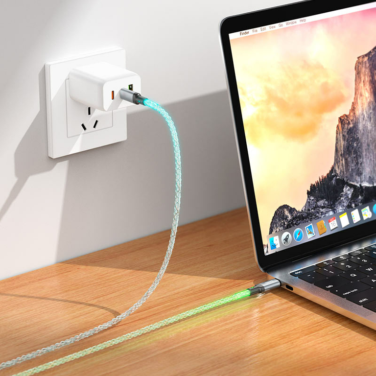 Кабель Hoco U112 60W Type-C на Type-C, градиентная подсветка