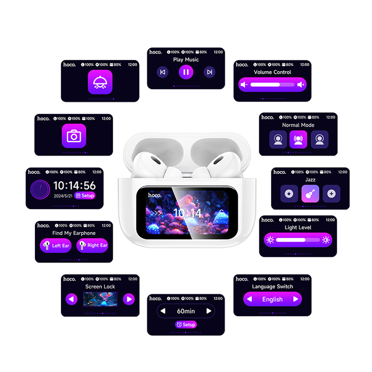 TWS наушники Hoco EW72 с ANC в кейсе с сенсорным экраном