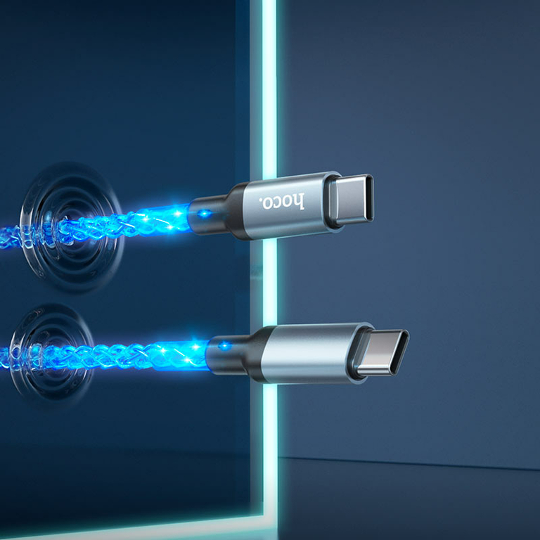 Кабель Hoco U112 60W Type-C на Type-C, градиентная подсветка