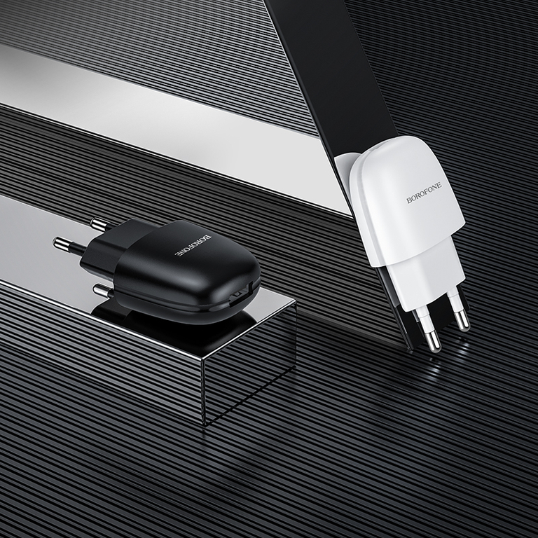 Сетевое зарядное устройство Borofone BA49A, USB, 2.1А,  цвет черный