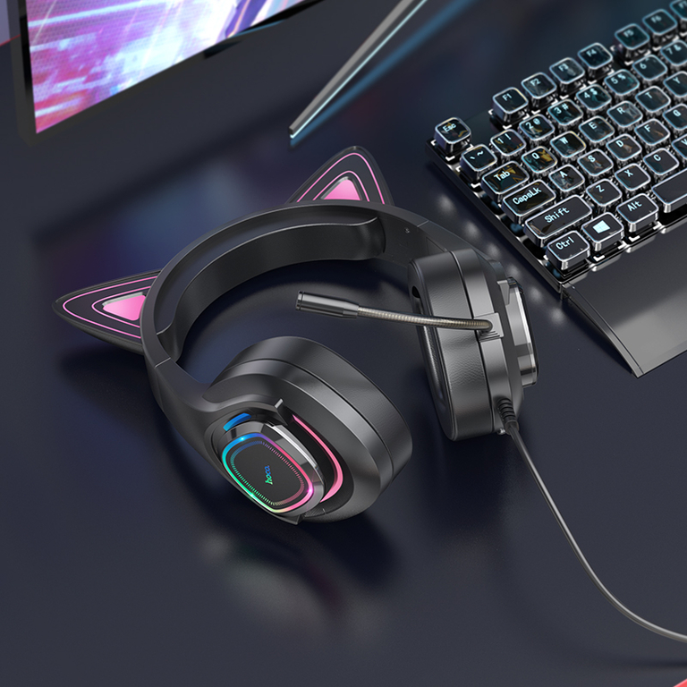 Игровые накладные наушники Hoco W107 с подсветкой