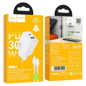 Зарядное устройство Hoco N71 PD30W+QC3.0, Type-C, Белый